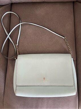 kate spade ice blue Leather Crossbody with Gold Chain